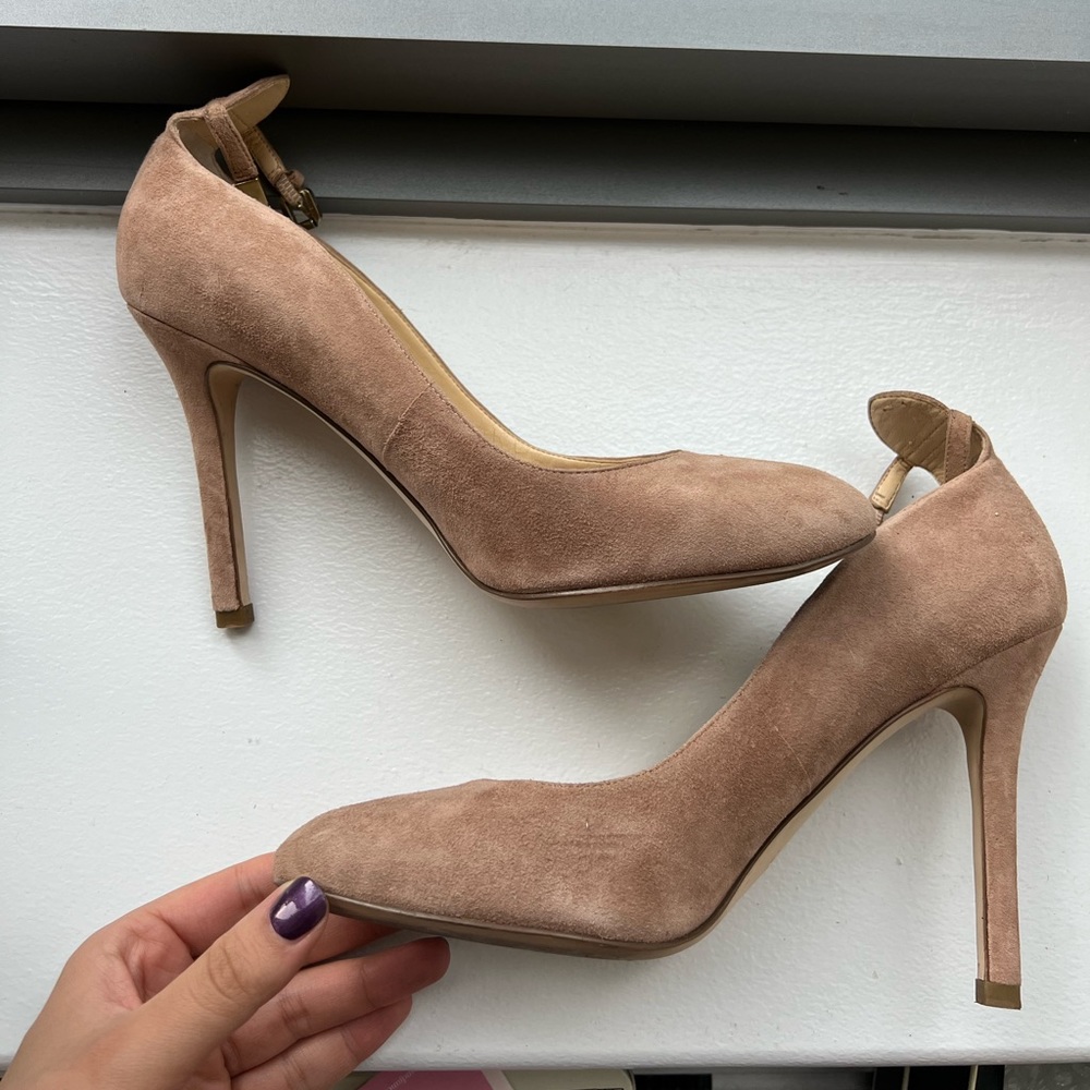 Blush suede heels